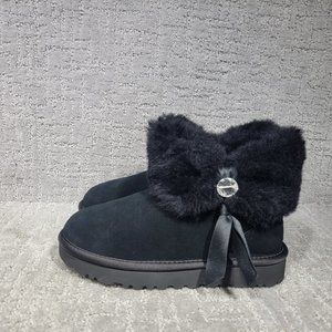 Ugg Bailey Bling Womens Size 5 Black Suede Ankle Fur Trim Snow Boots 1106909 NEW